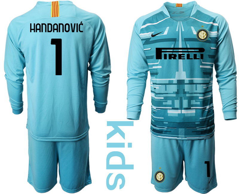 Youth 2020-2021 club Inter Milan blue long sleeved Goalkeeper #1 Soccer Jerseys1->inter milan jersey->Soccer Club Jersey